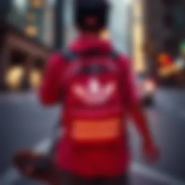 In Action: Skater with Trefoil Adidas Backpack Skater using the Trefoil Adidas backpack in action