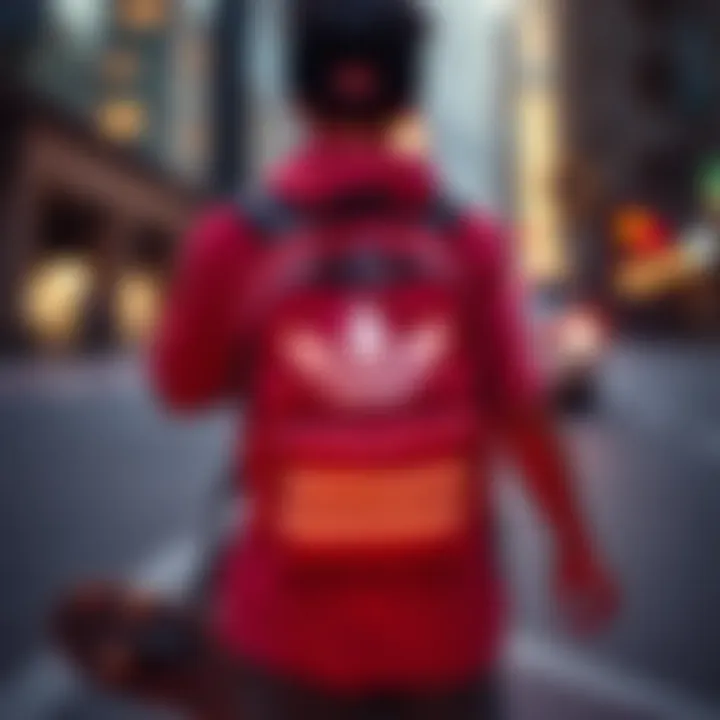 In Action: Skater with Trefoil Adidas Backpack Skater using the Trefoil Adidas backpack in action