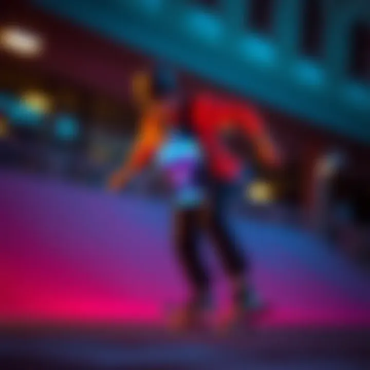 Skater using a holographic hydration pack in action