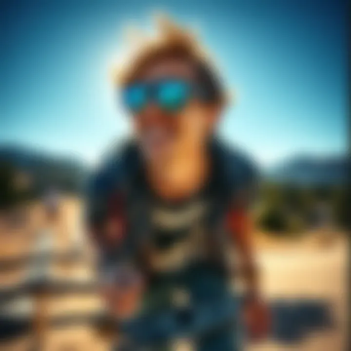 Skater Enjoying the Outdoors with Neff Sunglasses Outdoor scene with a skater wearing Neff polarized sunglasses