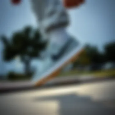 Skater Performing a Trick in Gray Nike SB Shoes Skater performing trick wearing gray Nike SB shoes