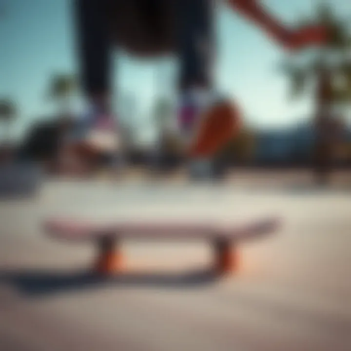 Skater Performing Tricks in UV-Changing Vans A skater performing tricks wearing UV-changing vans during a bright day