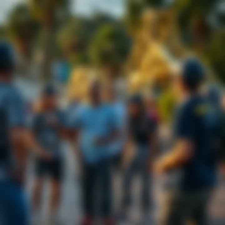 Group of skaters discussing hydration solutions