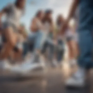 Community of Skaters Embracing Style Group of skaters showcasing silver high tops