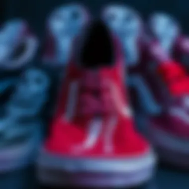 A collection of different design variations of skeleton vans displayed together.