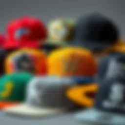 A collection of diverse snap back caps showcasing various designs and colors