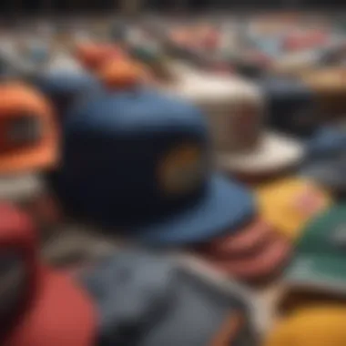 Diverse Styles of Snap Backs Different styles of snap backs displayed together