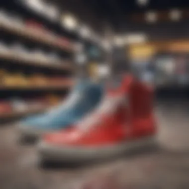Footwear That Defines Style A collection of trendy sneakers displayed in an upscale boutique