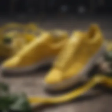 Sustainable materials used in the production of yellow Adidas skate shoes