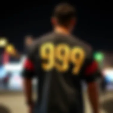 An artistic representation of the 999 shirt as a symbol of identity within the skateboarding community.