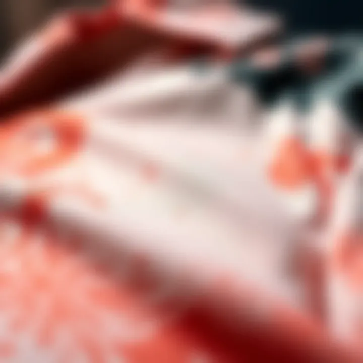 Close-up of bleached shirt fabric showcasing texture and design