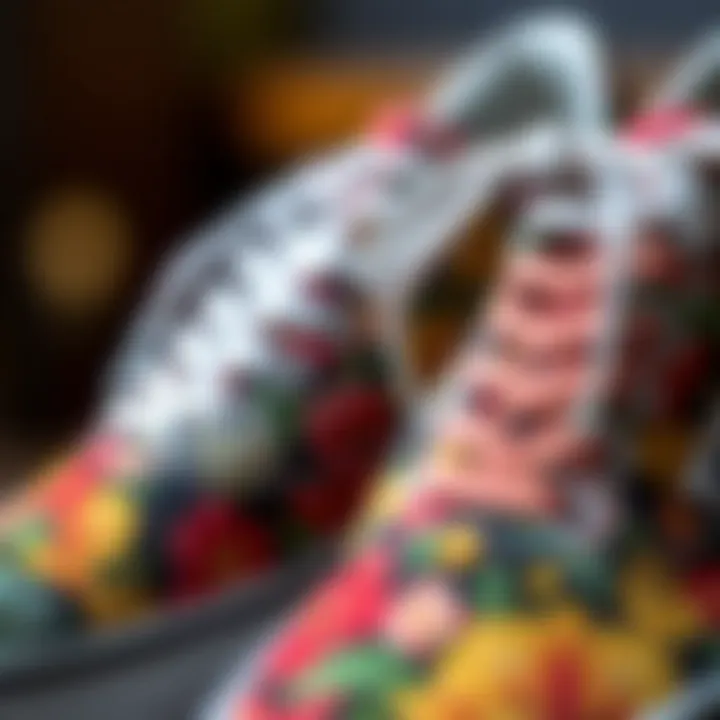 Intricate Floral Designs Close-up of floral patterns on Vans shoes