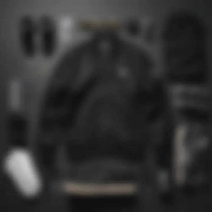 Flat lay of the Adidas jacket with skateboarding accessories