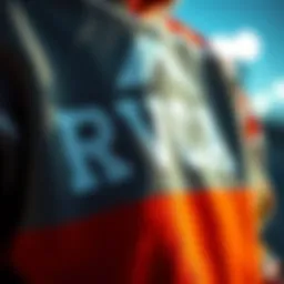 A close-up view of a big RVCA hoodie showcasing its intricate design and texture.