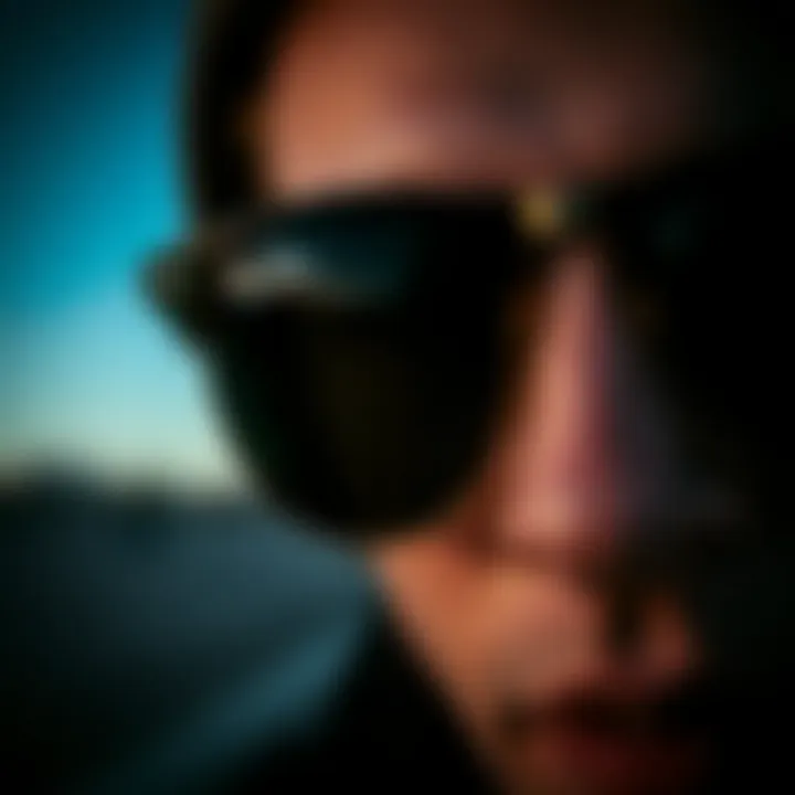 Sleek Design of Dark Ray-Bans Close-up of dark Ray-Bans showcasing their sleek design and lens quality