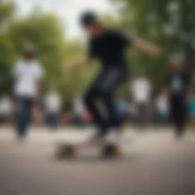 A group of skaters showcasing Janoski Black in a park