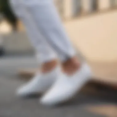 Versatile Styling: White Vans Slip-Ons in Casual Fashion Stylish white Vans slip-ons paired with casual attire