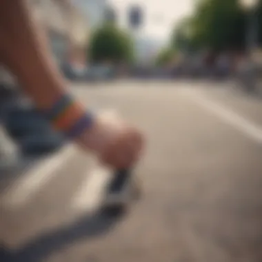 Wristbands in Skateboarding Culture Wristbands displayed in a vibrant skateboarding setting, reflecting their cultural significance