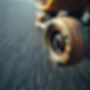 Smooth Ride: The Importance of Quality Wheels Close-up of skateboard wheels gliding over smooth asphalt