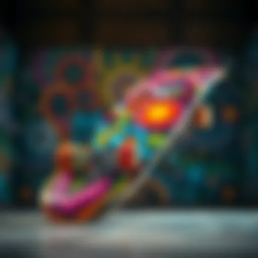 Vibrant Artistic Skateboard Designs An artistic skateboard showcasing vibrant colors and intricate designs