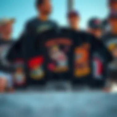 Collage of Band Shirts Showing Design Evolution A collage of various band shirts showcasing design evolution.