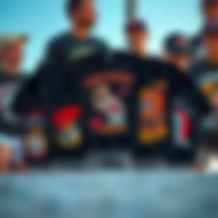 Collage of Band Shirts Showing Design Evolution A collage of various band shirts showcasing design evolution.