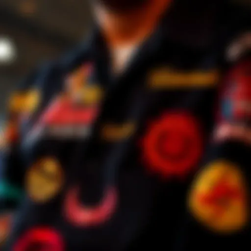 Vintage Band Shirt with Iconic Logos A close-up of a vintage band shirt featuring iconic logos.