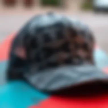 Unique Fabric Textures of Trucker Hats Close-up of a trucker hat showcasing unique fabric textures