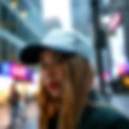 Stylish trucker hat featured in a chic urban setting