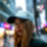 Chic Trucker Hat in Urban Fashion Stylish trucker hat featured in a chic urban setting