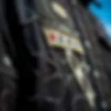 Textural Details of the Black Distressed Jacket A close-up of a black distressed jacket showcasing unique fabric textures and wear patterns