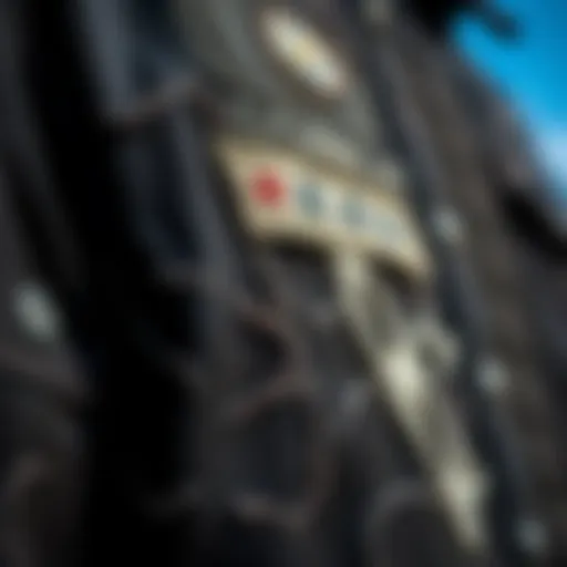 Textural Details of the Black Distressed Jacket A close-up of a black distressed jacket showcasing unique fabric textures and wear patterns