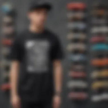 Diverse Designs: The Evolution of Skate Style A collage showcasing various designs of black graphic t-shirts popular in skate culture.