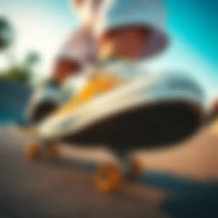 Close-up of skateboarder using Converse Pro Skate shoes in action