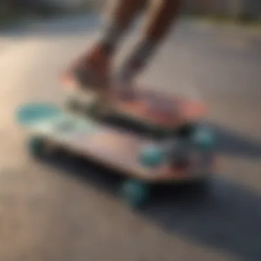 Comparison of traditional skateboards and drop skateboards in a side-by-side format