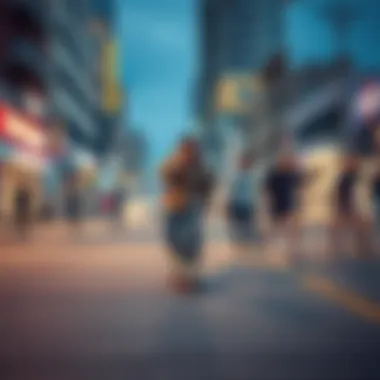 Community and Culture in Skateboarding Group of skaters in a vibrant urban setting