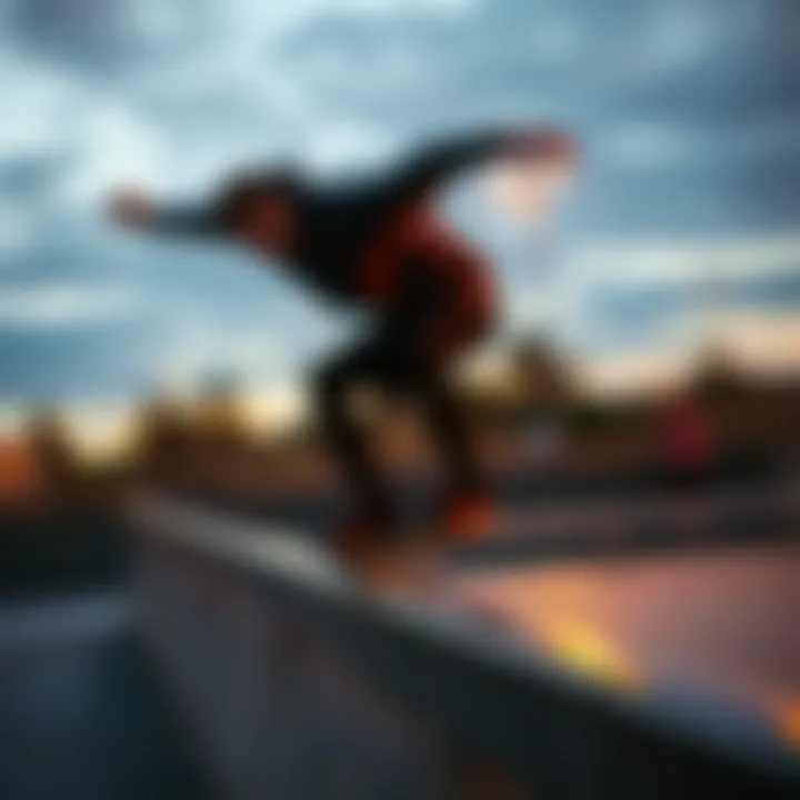 Technical Skills in Action Skater performing a grind on a rail