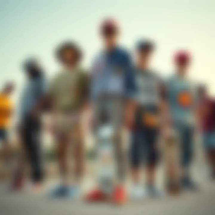 Cultural Influences on Skateboarding Fashion A collage showcasing diverse skateboarding outfits representing various cultures