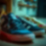 A close-up of vintage skate shoes reflecting the evolution of design