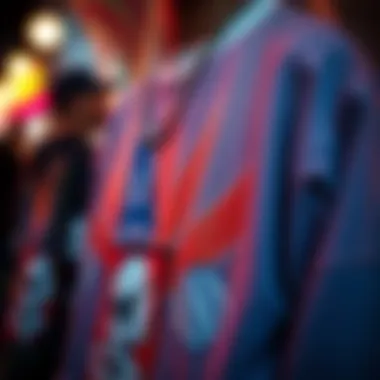 Iconic 90s Skate Fashion Close-up of iconic 90s skate clothing with bold graphics