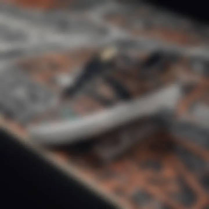 A close-up of the intricate patterns featured on adidas apparel for skaters.