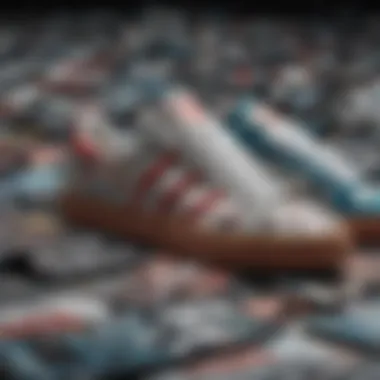 Collage of adidas Allover Print Designs A collage of various adidas allover print designs reflecting the evolution of skate culture.