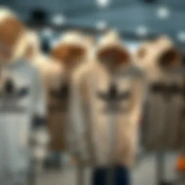 A display of various white designer hoodies from different brands highlighting diverse styles