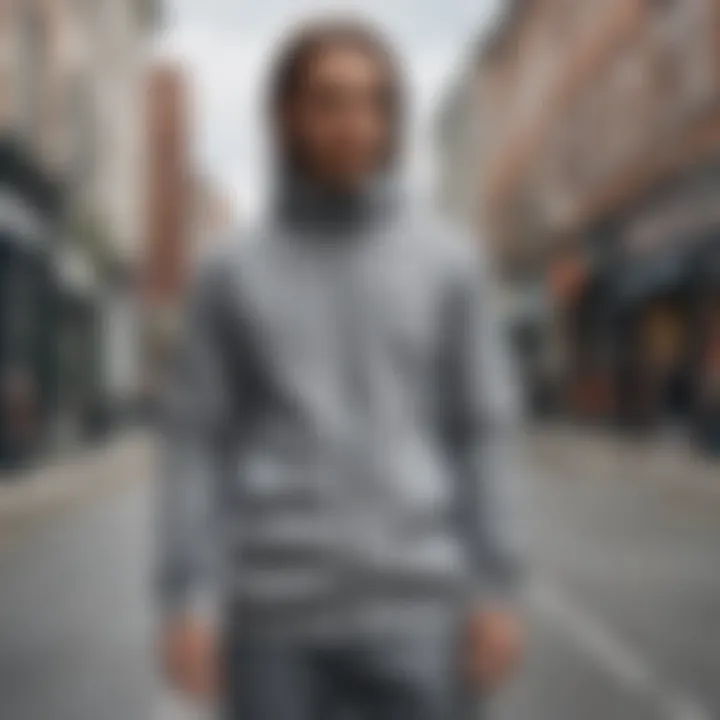 The grey Nike sweater zip-up worn in an urban setting