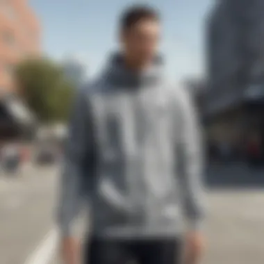 Versatility of the Grey Nike Zip-Up in Activity A model showcasing the versatility of the grey Nike sweater zip-up in different activities