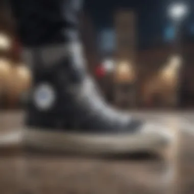 Black Converse Sneakers in Action Black Converse sneakers on a skateboard