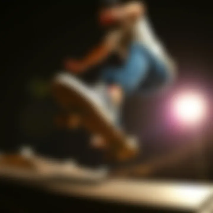 A skateboarder performing a trick wearing slip proof Vans