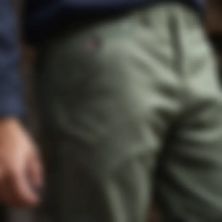 Close-up of Dickies pants highlighting their durable fabric and design