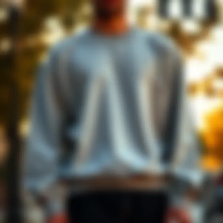 Eco-friendly crewneck sweatshirts made from sustainable materials displayed artistically.