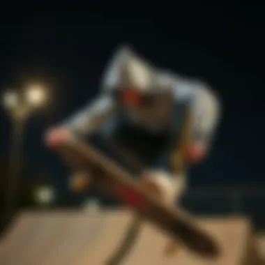 Skateboarder wearing diamond hoodie during a trick